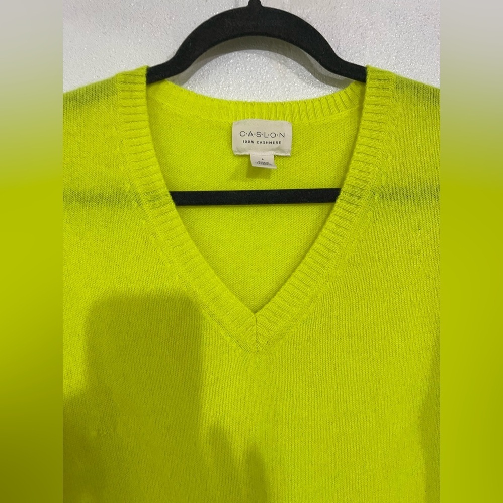 CASLON 100% Kashmir size L neon yellow green NWT - Picture 2 of 5